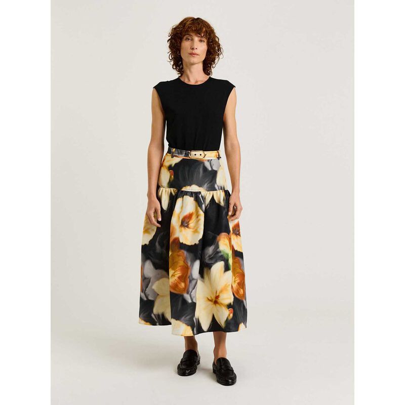 Veronika Maine Botanical Floral Gathered Midi Skirt image number 3